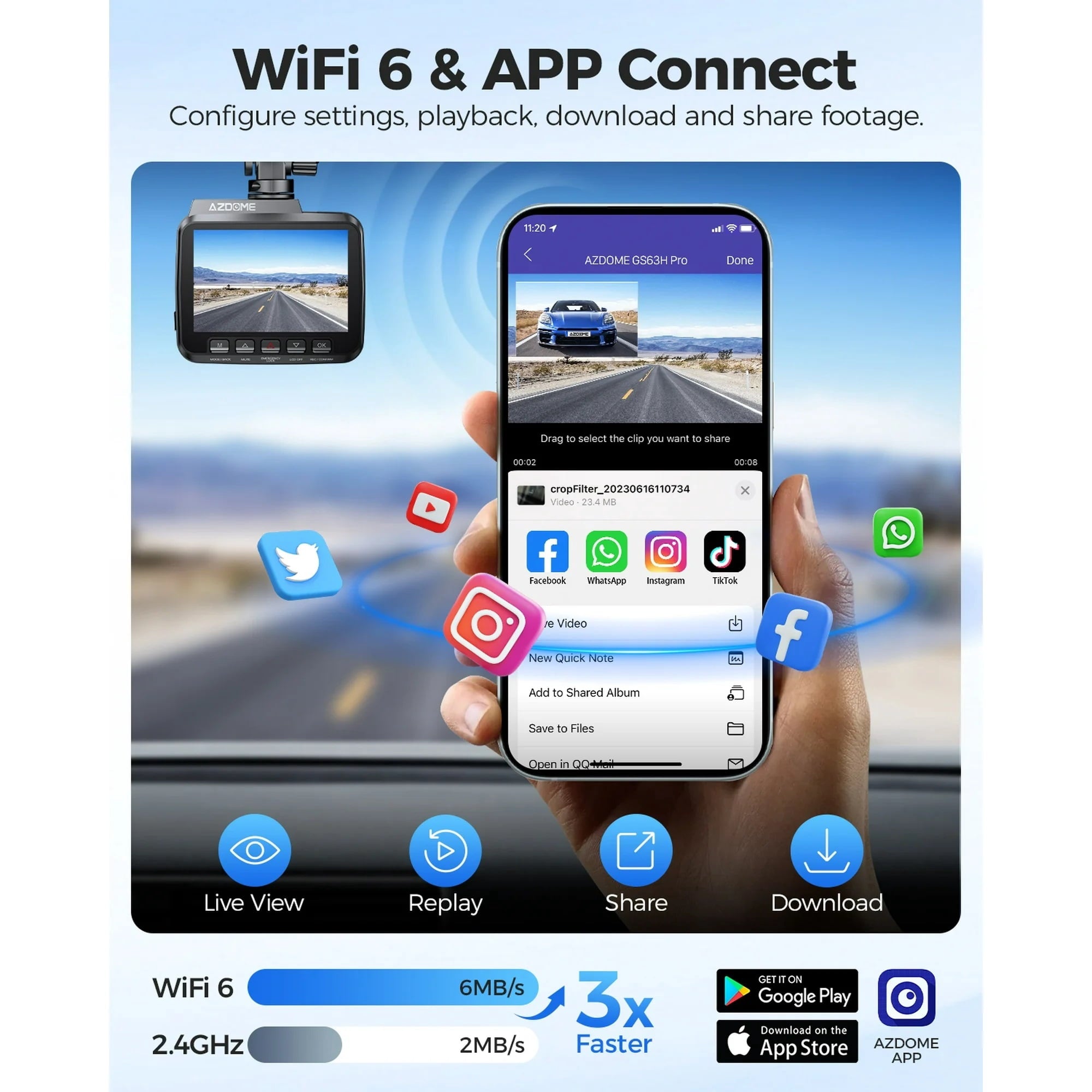 GS63H Pro 4K Car Dash Camera – WiFi, GPS, Night Vision & 24H Parking Mode