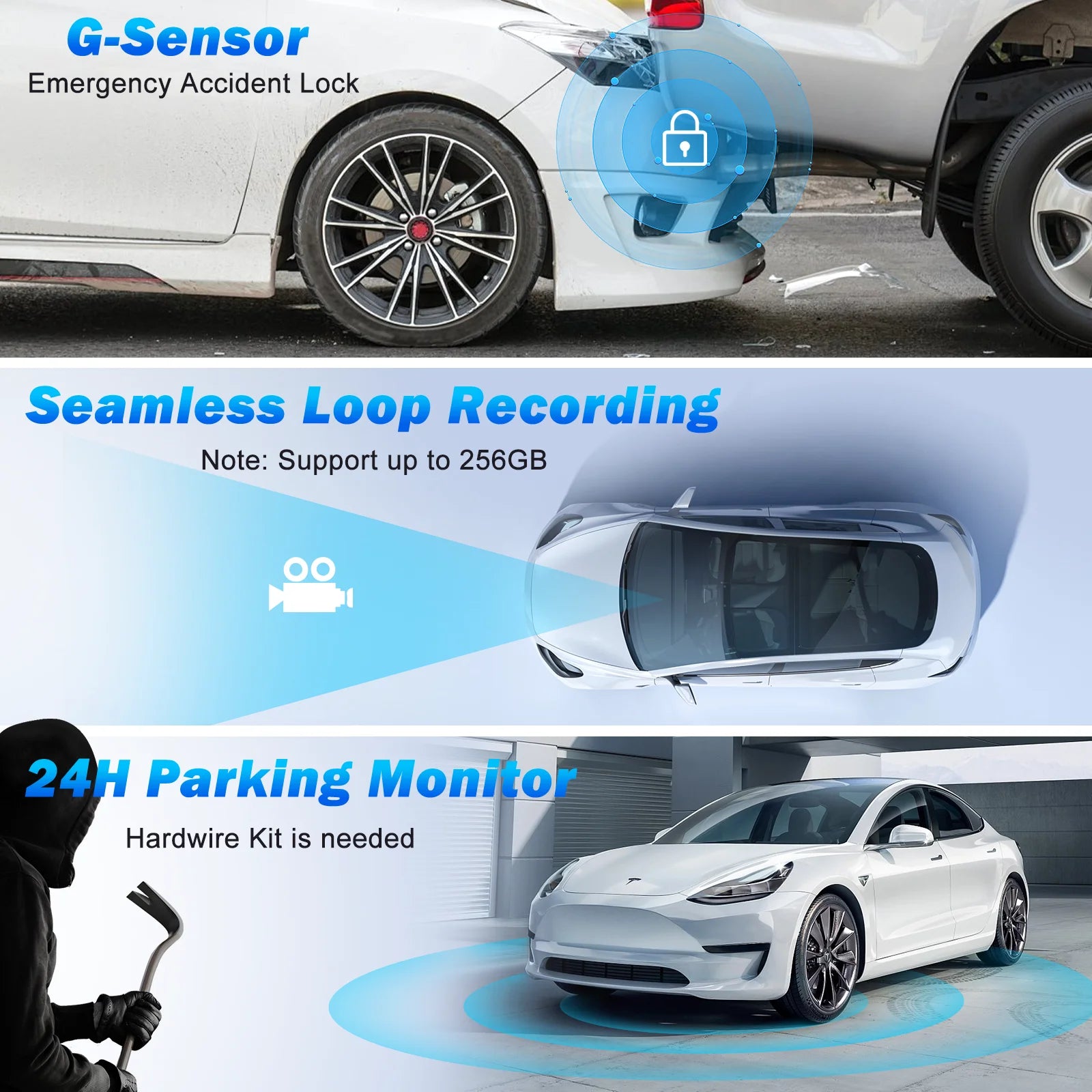 Ultra HD 4K Dash Camera Front & Rear | WiFi, GPS, WDR, Night Vision, Parking Mode