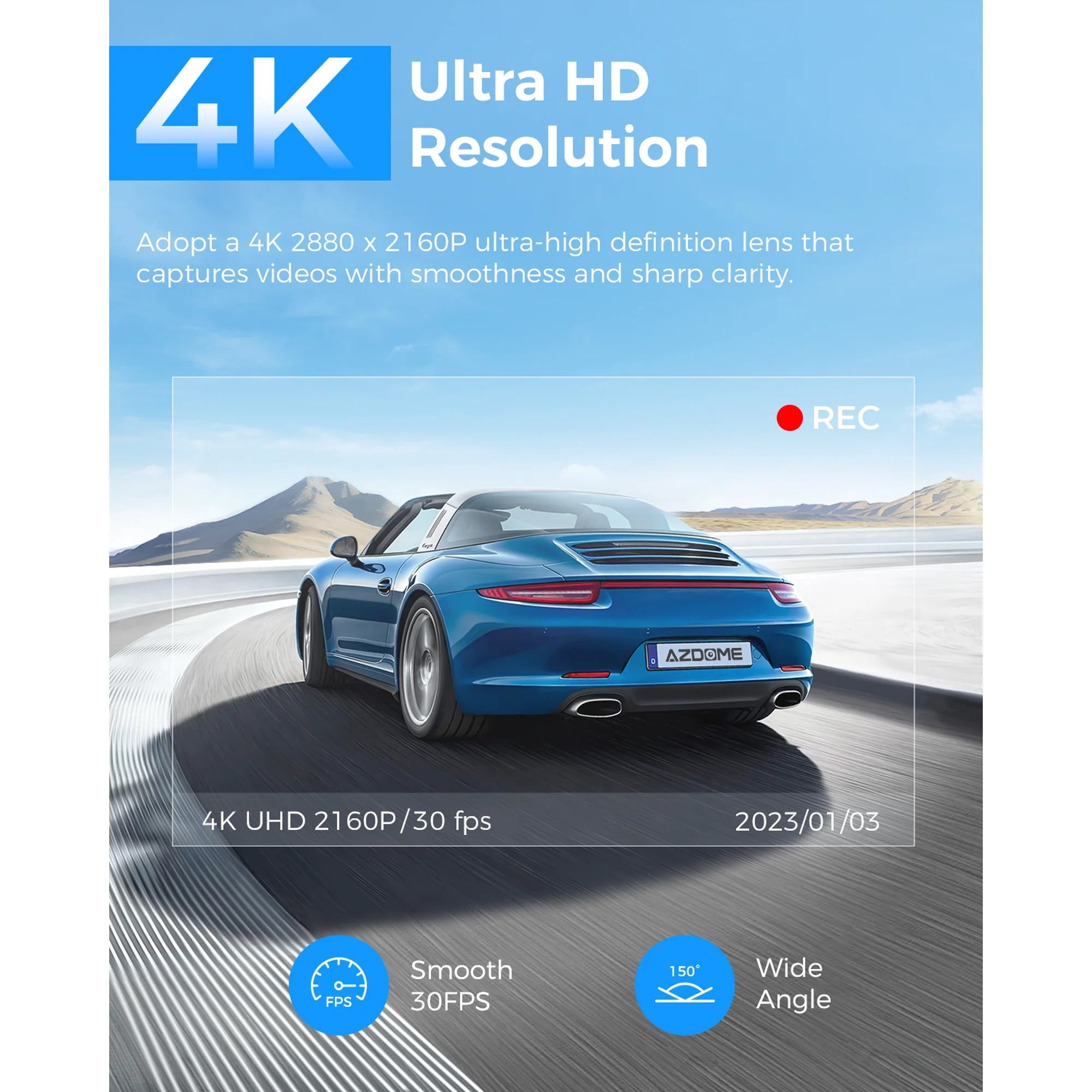 GS63H Pro 4K Car Dash Camera – WiFi, GPS, Night Vision & 24H Parking Mode